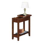 Tavolino finale con caricabatterie e coperchio ribaltabile, 2 prese e 2 porte USB, monoposto, marrone espresso