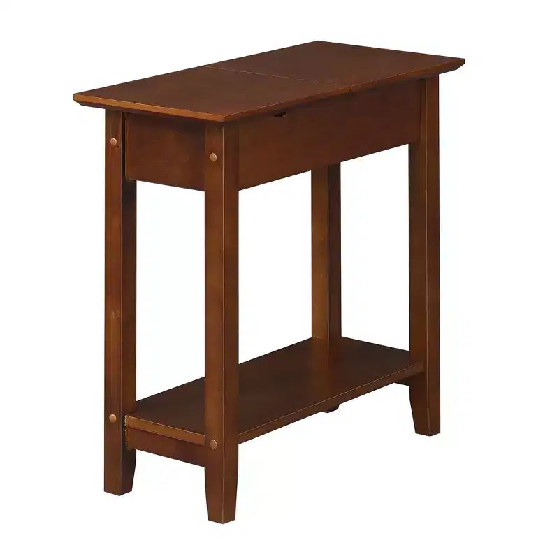 Tavolino finale con caricabatterie e coperchio ribaltabile, 2 prese e 2 porte USB, monoposto, marrone espresso