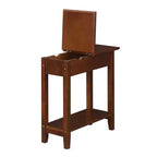 Tavolino finale con caricabatterie e coperchio ribaltabile, 2 prese e 2 porte USB, monoposto, marrone espresso
