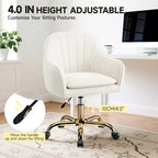 Sedia girevole da ufficio in velluto beige, regolabile in altezza, 1 persona