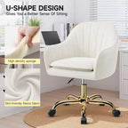 Sedia girevole da ufficio in velluto beige, regolabile in altezza, 1 persona