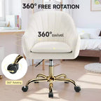 Sedia girevole da ufficio in velluto beige, regolabile in altezza, 1 persona
