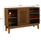 Credenza marrone scanalata a 2 ante, stile Mid-Century, assemblaggio 1 persona