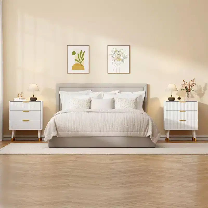 Comò a 3 cassetti a coste bianco e nero, cassettiera singola per camera da letto o soggiorno