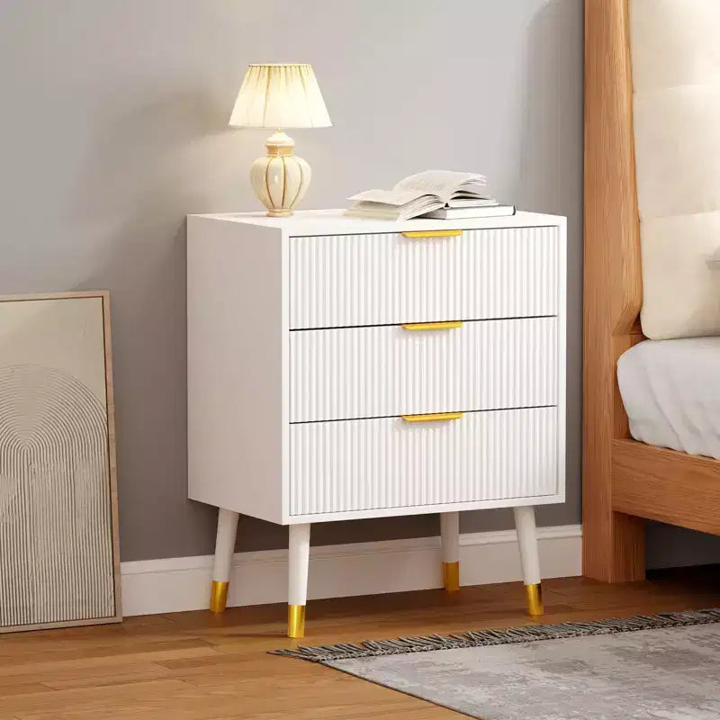 Comò a 3 cassetti a coste bianco e nero, cassettiera singola per camera da letto o soggiorno