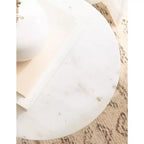 Tavolino/Tavolo d'Appoggio Tondo con Piedistallo, Piano in Marmo Bianco/Beige, 1 Pezzo