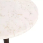 Tavolino/Tavolo d'Appoggio Tondo con Piedistallo, Piano in Marmo Bianco/Beige, 1 Pezzo