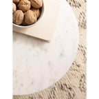Tavolino/Tavolo d'Appoggio Tondo con Piedistallo, Piano in Marmo Bianco/Beige, 1 Pezzo