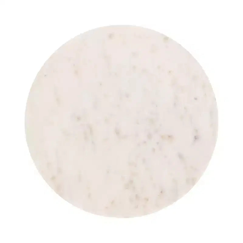 Tavolino/Tavolo d'Appoggio Tondo con Piedistallo, Piano in Marmo Bianco/Beige, 1 Pezzo