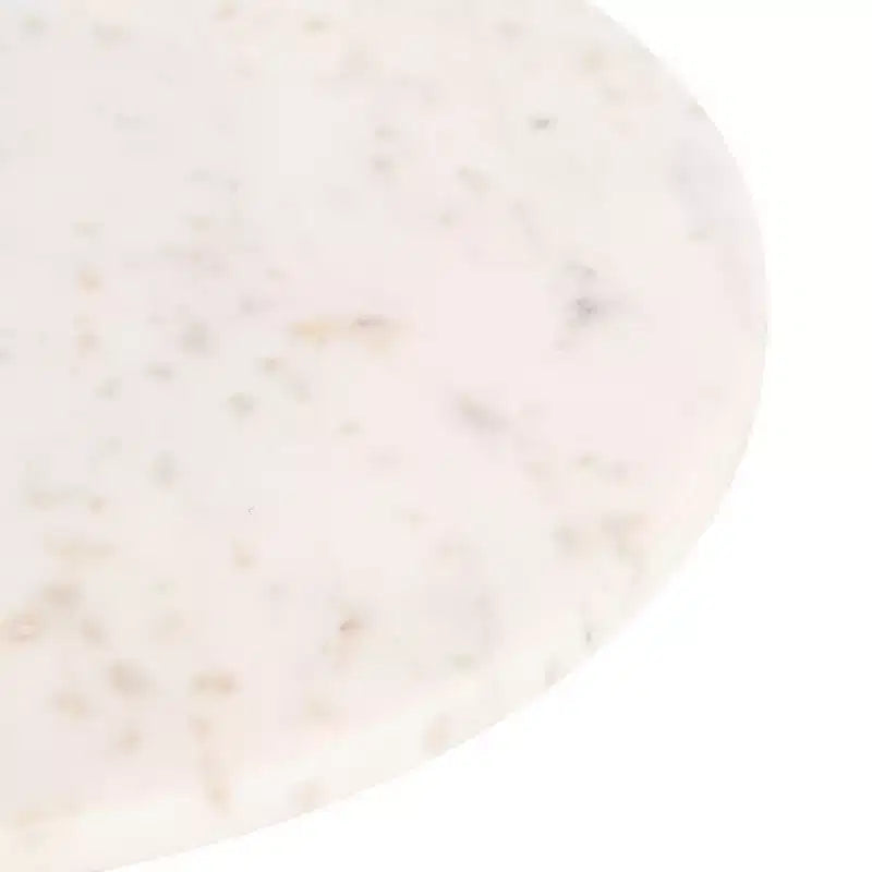 Tavolino/Tavolo d'Appoggio Tondo con Piedistallo, Piano in Marmo Bianco/Beige, 1 Pezzo