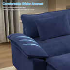 Divano componibile a U con 2 pouf, 6 posti, beige / blu scuro / grigio scuro / grigio chiaro