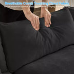 Divano componibile a U con 2 pouf, 6 posti, beige / blu scuro / grigio scuro / grigio chiaro