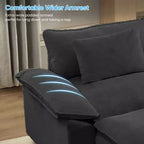 Divano componibile a U con 2 pouf, 6 posti, beige / blu scuro / grigio scuro / grigio chiaro