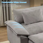 Divano componibile a U con 2 pouf, 6 posti, beige / blu scuro / grigio scuro / grigio chiaro
