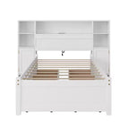 Letto a piattaforma singolo bianco con testiera a libreria e 6 cassetti contenitore
