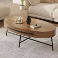 Oval Coffee Table with Drawer, 47.2 Mid-Century Modern Wooden Center Table with Storage
