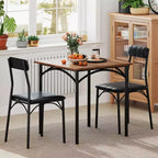 Costway 3 PCS Dining Table Set with Upholstered Seats Padded Backrests Metal Legs