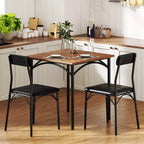 Set da pranzo in 3 pezzi per 2 persone, nero e marrone rustico, struttura in metallo