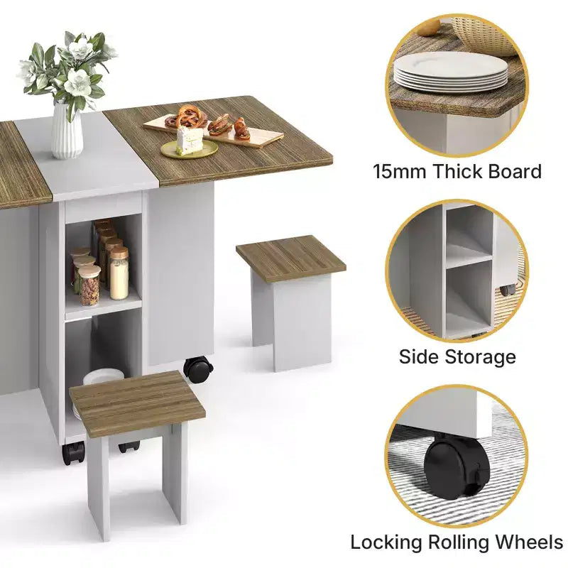 Set da Pranzo Pieghevole Bianco, 5 Pezzi, per 4 Persone