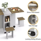 Set da Pranzo Pieghevole Bianco, 5 Pezzi, per 4 Persone