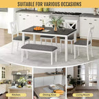 Set da pranzo X-Back bianco e grigio, 5 posti, 6 pezzi