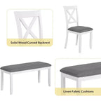 Set da pranzo X-Back bianco e grigio, 5 posti, 6 pezzi