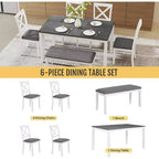Set da pranzo X-Back bianco e grigio, 5 posti, 6 pezzi