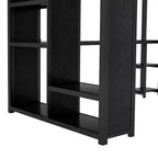 Letto a soppalco in metallo Black Queen con scrivania, armadio e mensole, per 1 persona