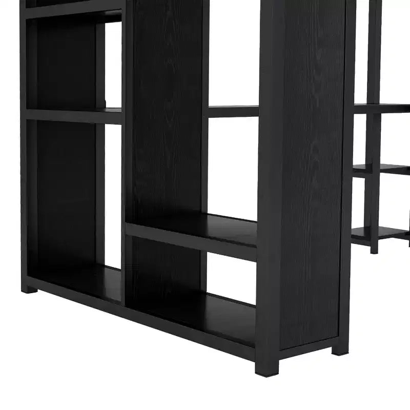 Letto a soppalco in metallo Black Queen con scrivania, armadio e mensole, per 1 persona