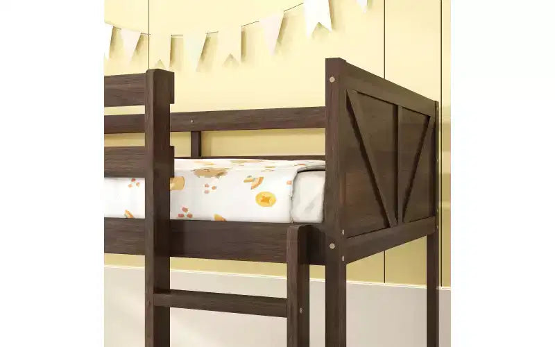Letto a castello in legno naturale, per 2 persone, con scaletta integrata