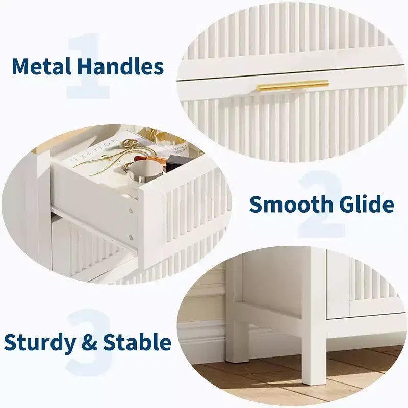 Colore Bianco/Legno, Cassettiera a 4 cassetti, per 1 persona
