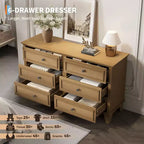 Cassettiera a 6 cassetti in legno con maniglie vintage – Nero / Marrone / Grigio / Bianco, Montaggio per adulti