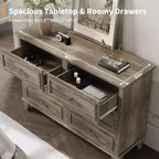Cassettiera a 6 cassetti in legno con maniglie vintage – Nero / Marrone / Grigio / Bianco, Montaggio per adulti
