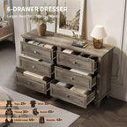 Cassettiera a 6 cassetti in legno con maniglie vintage – Nero / Marrone / Grigio / Bianco, Montaggio per adulti
