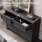 Cassettiera a 6 cassetti in legno con maniglie vintage – Nero / Marrone / Grigio / Bianco, Montaggio per adulti