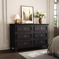 Farmhouse Brown Dresser for Bedroom with 6 Drawer, Double Dresser TV Stand with Vintage Handle, Wide Wood Dressers & Chests of Drawers