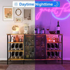 Portabottiglie Nero / Marrone / Grigio con Luci LED, Telaio in Metallo, Contiene 12 Bottiglie