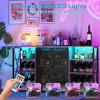 Portabottiglie Nero / Marrone / Grigio con Luci LED, Telaio in Metallo, Contiene 12 Bottiglie