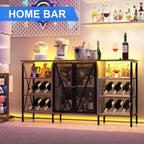 Portabottiglie Nero / Marrone / Grigio con Luci LED, Telaio in Metallo, Contiene 12 Bottiglie