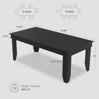Tavolo da Pranzo Rettangolare per 8 Posti, Colore Nero / Grigio / Legno, con 4 Gambe