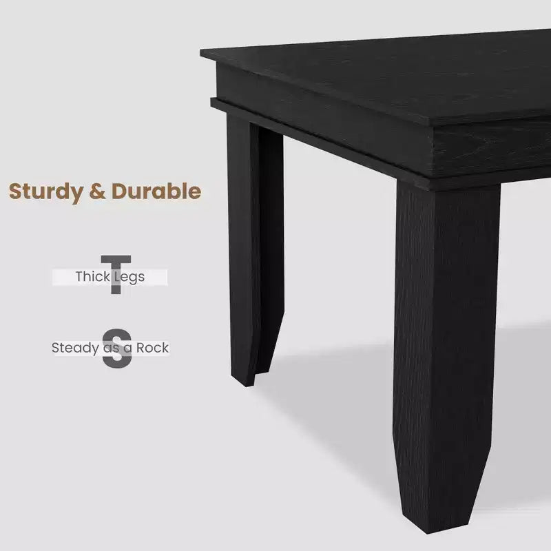 Tavolo da Pranzo Rettangolare per 8 Posti, Colore Nero / Grigio / Legno, con 4 Gambe